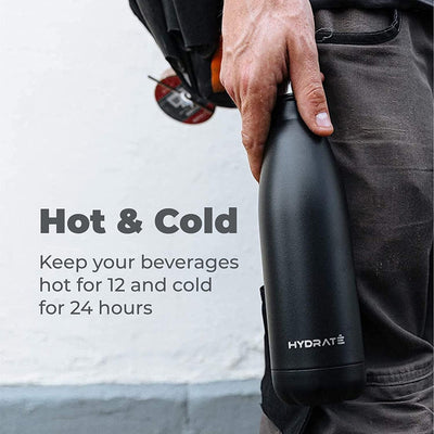 Super Insulated Stainless Steel Water Bottle 500ml Carbon Black Bpa Free-hydrate-Carbon Black 500ml-Kettlebell Kings