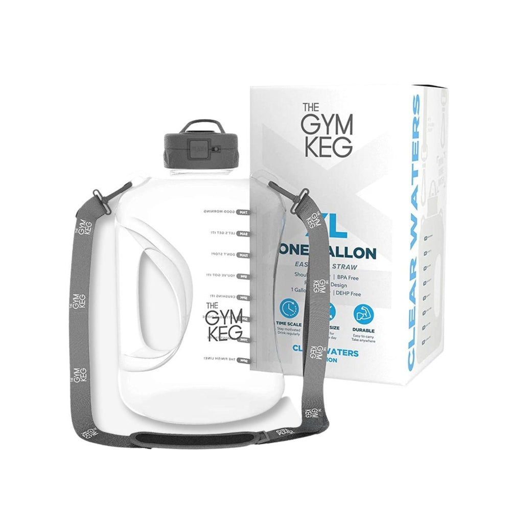 THE GYM KEG 1 Gallon Water Bottle (128oz) I 3.78l Big Water Jug I 128 oz Sports Bottle-Sports & Outdoors-The Gym Keg-Transparent Light-Grey 1 Gallon-Kettlebell Kings